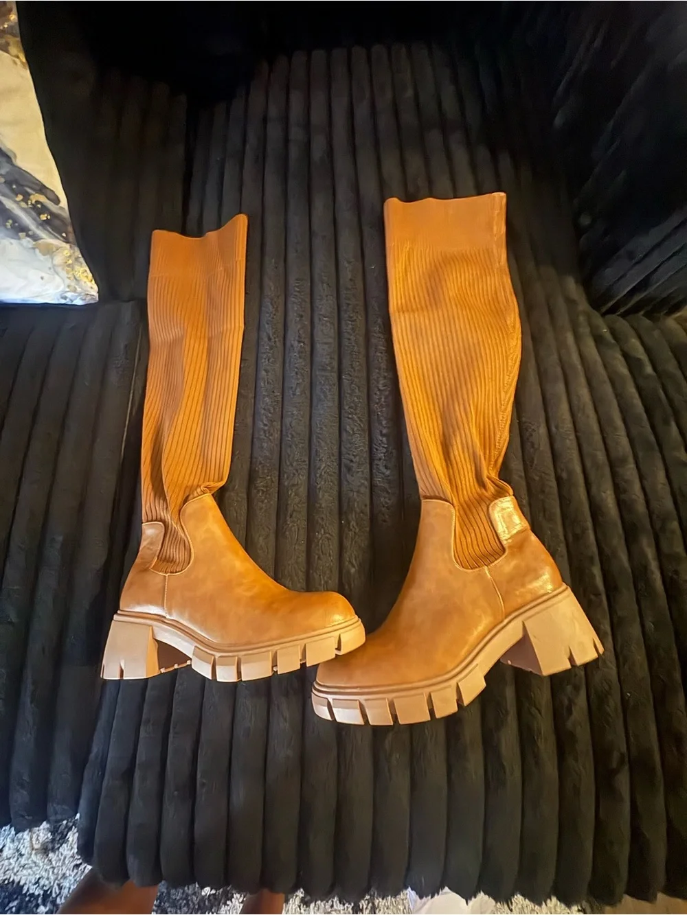 Women's Tall Chunky Chelsea Boots in Cognac
